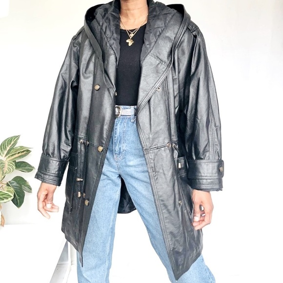 Women’s Winlit Vintage 90’s Leather Oversize Jacket Size Small! - Picture 4 of 8